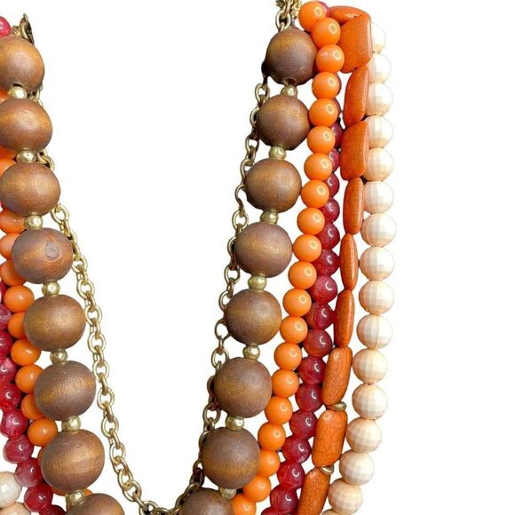 𝅺calypso St. Barth For Target Multi-Strand Beaded Necklace Browns Coral Gold - Picture 4 of 10